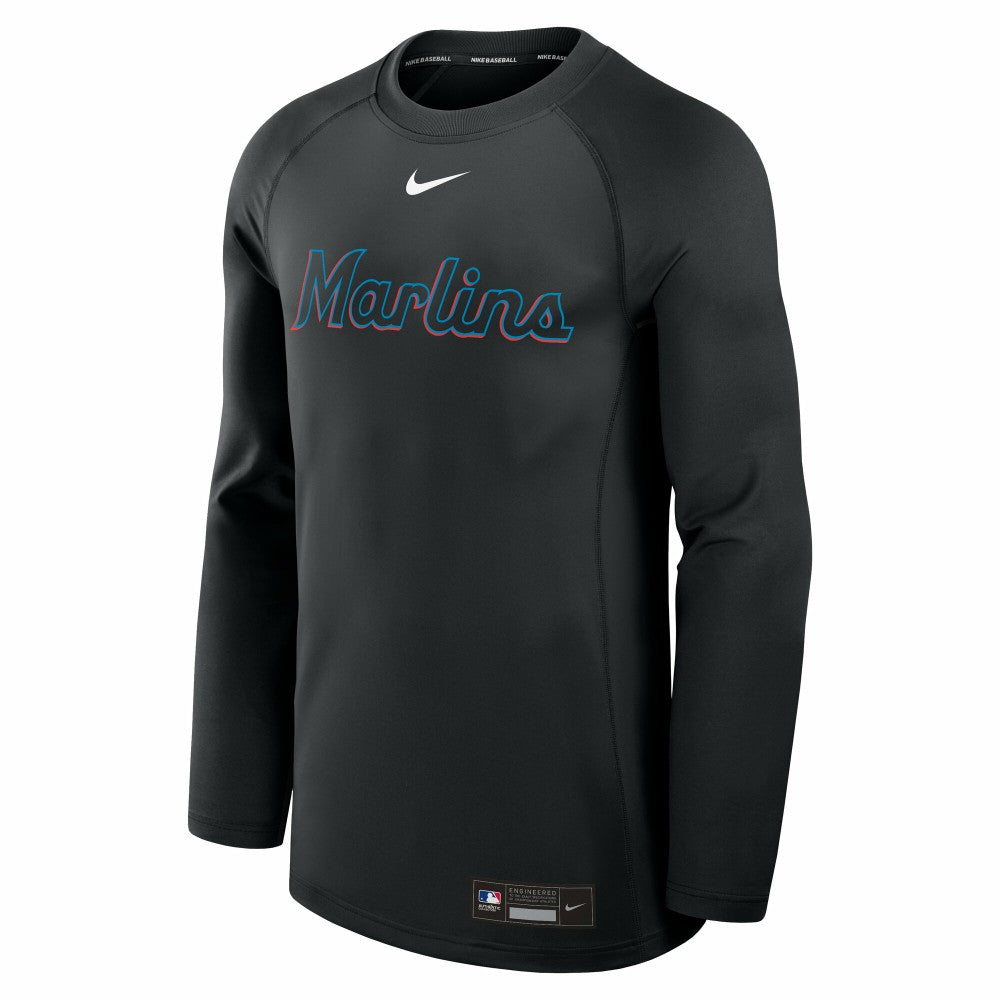 Miami Marlins Nike Authentic Collection Game Time Raglan Dri-FIT Long Sleeve T-Shirt - MLB