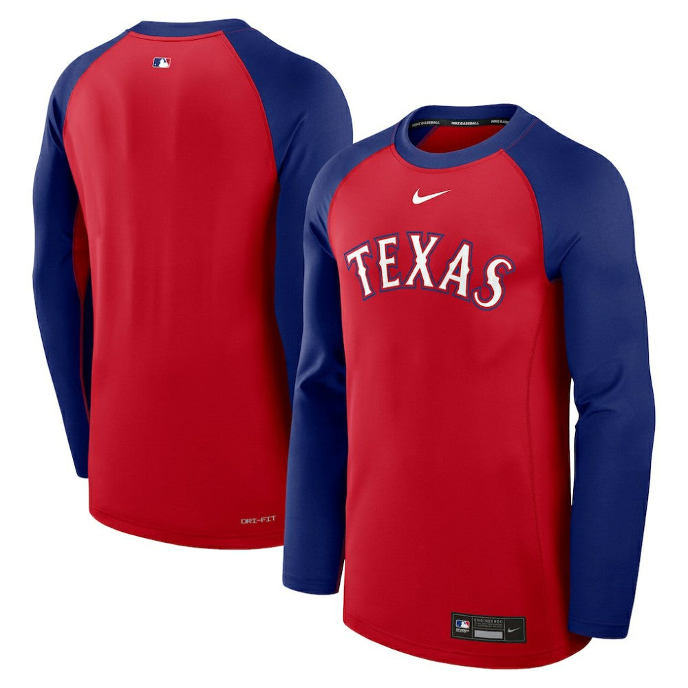 Texas Rangers Nike Authentic Collection Game Time Raglan Dri-FIT Long Sleeve T-Shirt - MLB