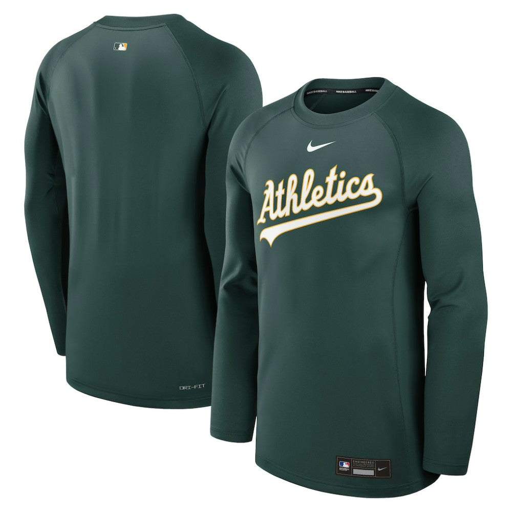 Athletics Nike Authentic Collection Game Time Raglan Dri-FIT Long Sleeve T-Shirt - MLB