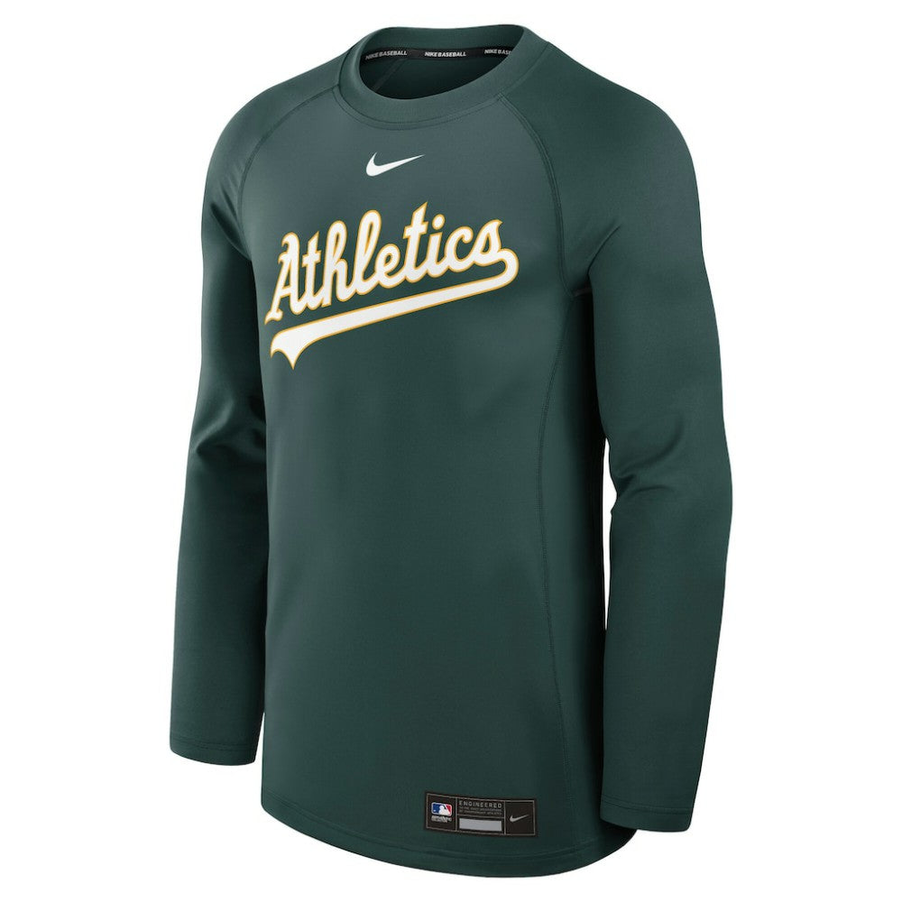 Athletics Nike Authentic Collection Game Time Raglan Dri-FIT Long Sleeve T-Shirt - MLB