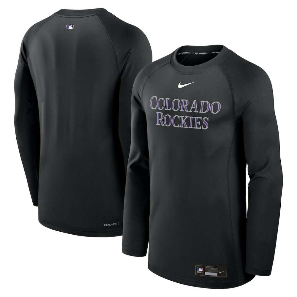 Colorado Rockies Nike Authentic Collection Game Time Raglan Dri-FIT Long Sleeve T-Shirt - MLB