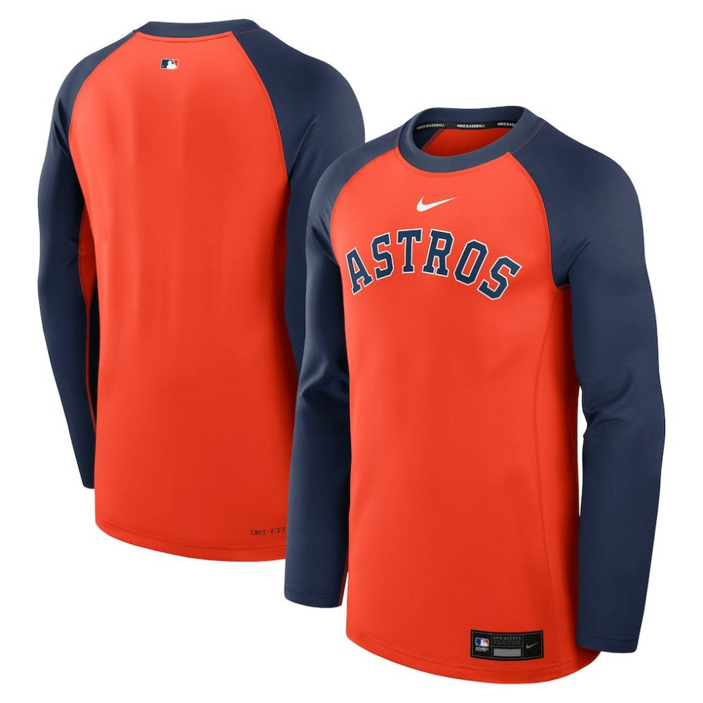 Houston Astros Nike Authentic Collection Game Time Raglan Dri-FIT Long Sleeve T-Shirt - MLB