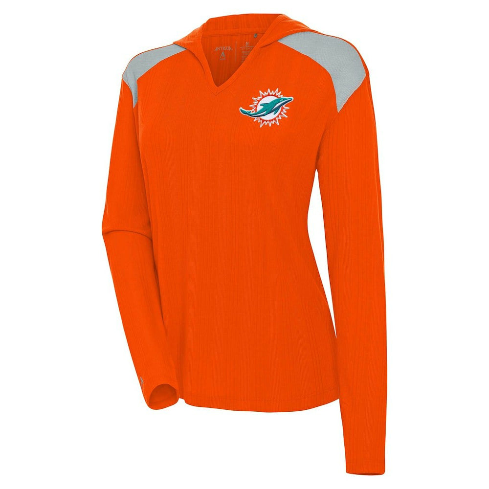Miami Dolphins Antigua Women's Opulent Long Sleeve Hoodie T-Shirt Orange | NFL