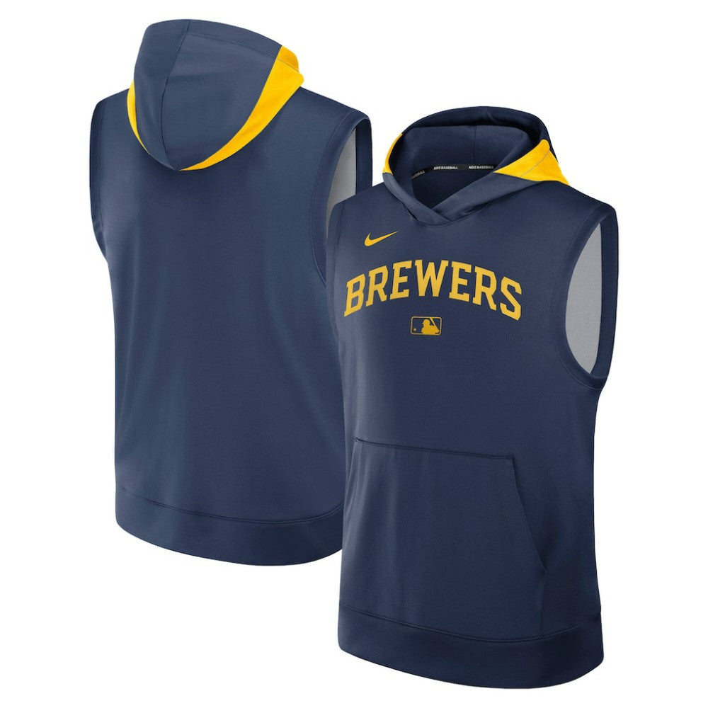 Milwaukee Brewers Nike Authentic Collection Dri-FIT Sleeveless Hoodie - MLB