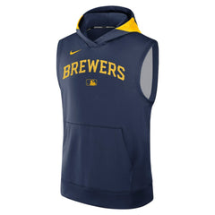 Milwaukee Brewers Nike Authentic Collection Dri-FIT Sleeveless Hoodie - MLB