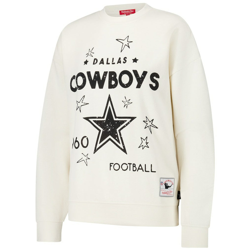 Dallas Cowboys Women's Lightweight 3.0 Logo Pullover Sweatshirt Cream | Mitchell & Ness