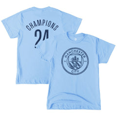 Manchester City 1863FC Youth 2024 Premier League Champions T-Shirt Sky Blue - FIFA World CUP