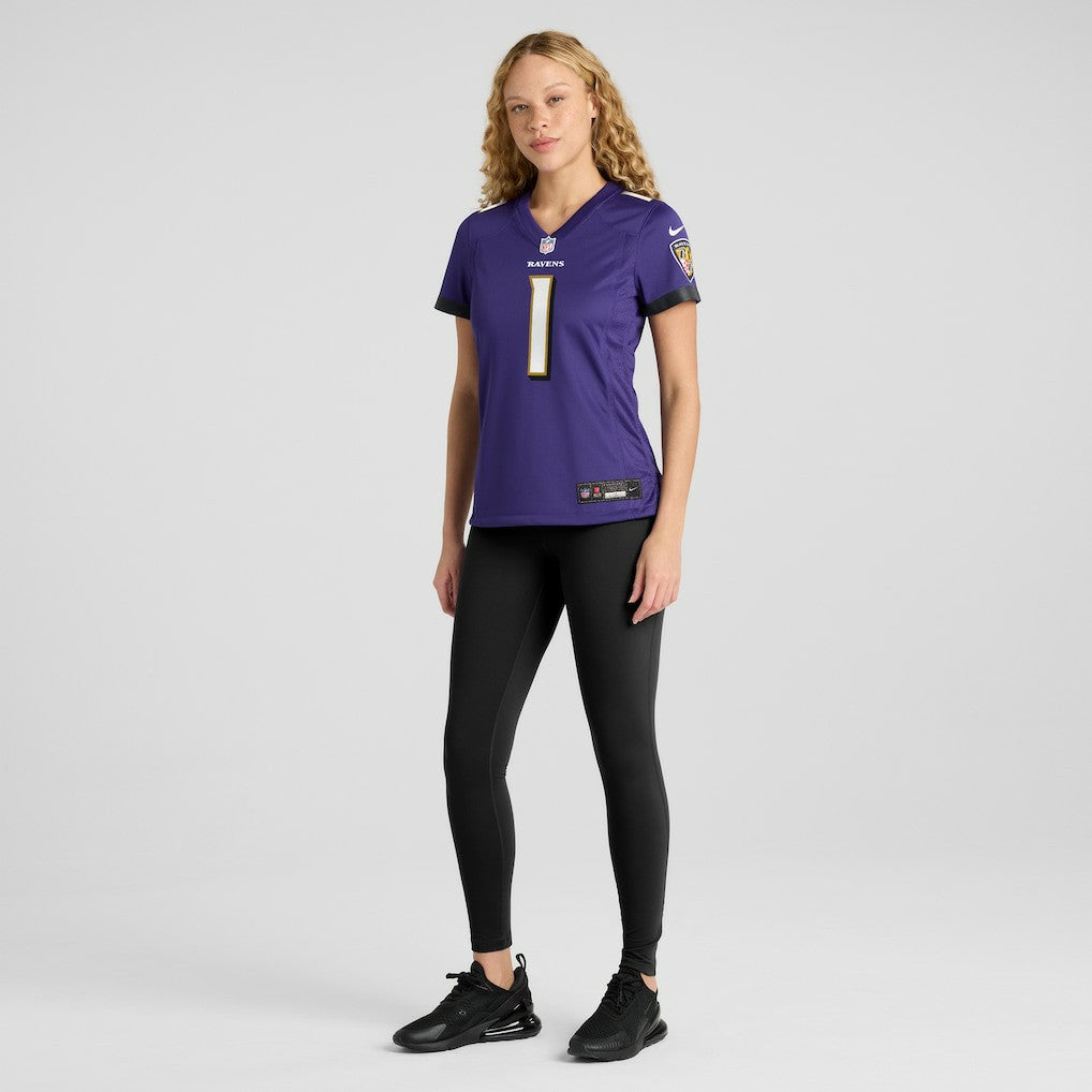 Number 1 Bride Baltimore Ravens Women's Game Jersey Purple | Nike for Sale