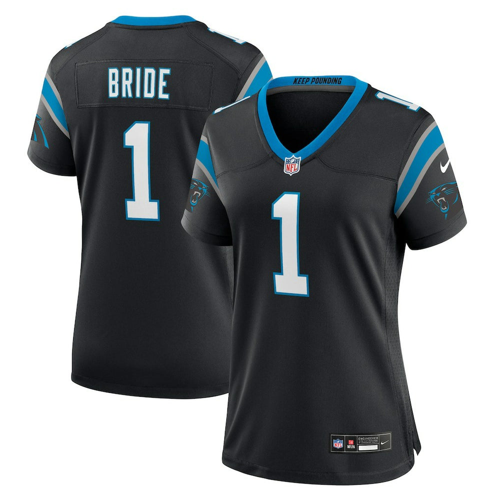 Number 1 Bride Carolina Panthers Women's Game Jersey Black | Nike for Sale
