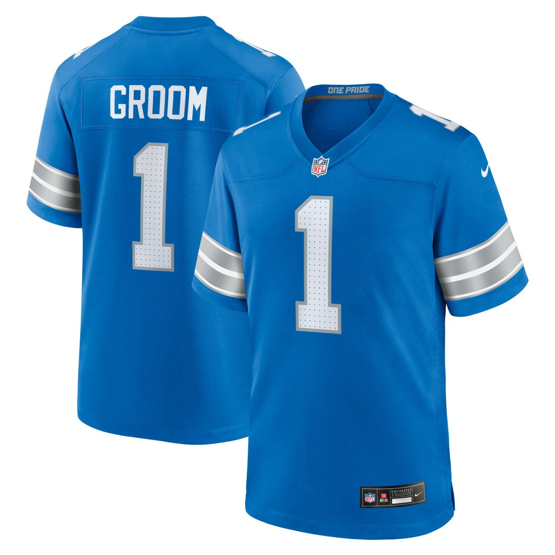 Number 1 Groom Detroit Lions Game Jersey Blue | Nike for Sale
