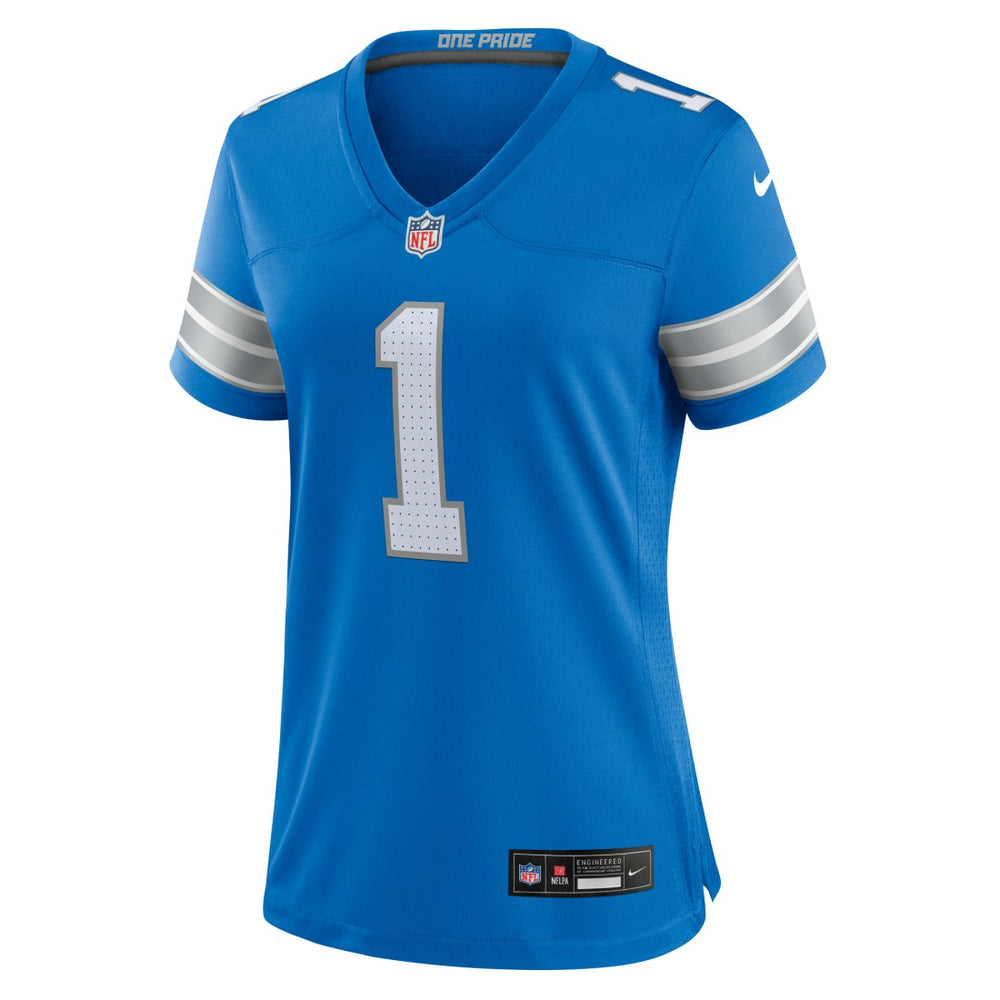 Number 1 Bride Detroit Lions Women's Game Jersey Blue | Nike for Sale