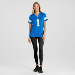 Number 1 Bride Detroit Lions Women's Game Jersey Blue | Nike for Sale