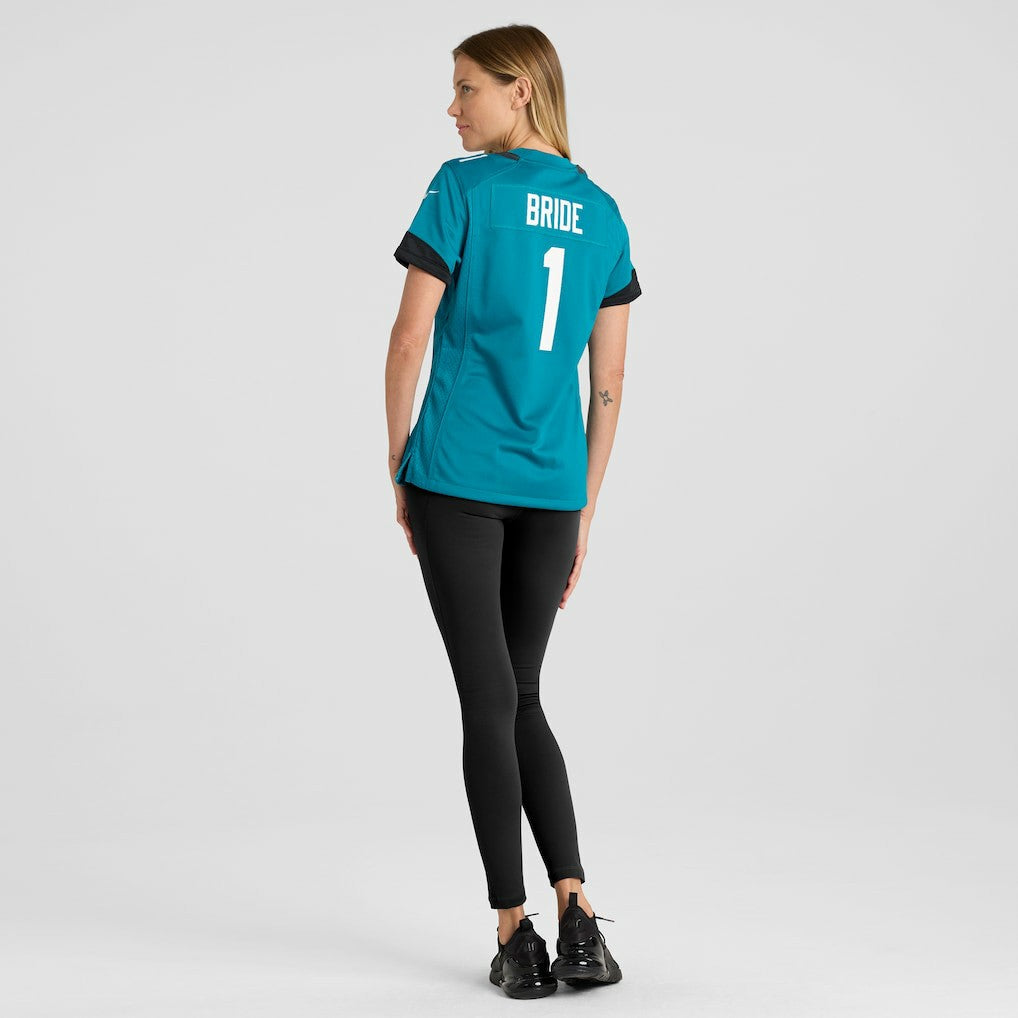 Number 1 Bride Jacksonville Jaguars Women's Game Jersey Teal | Nike for Sale