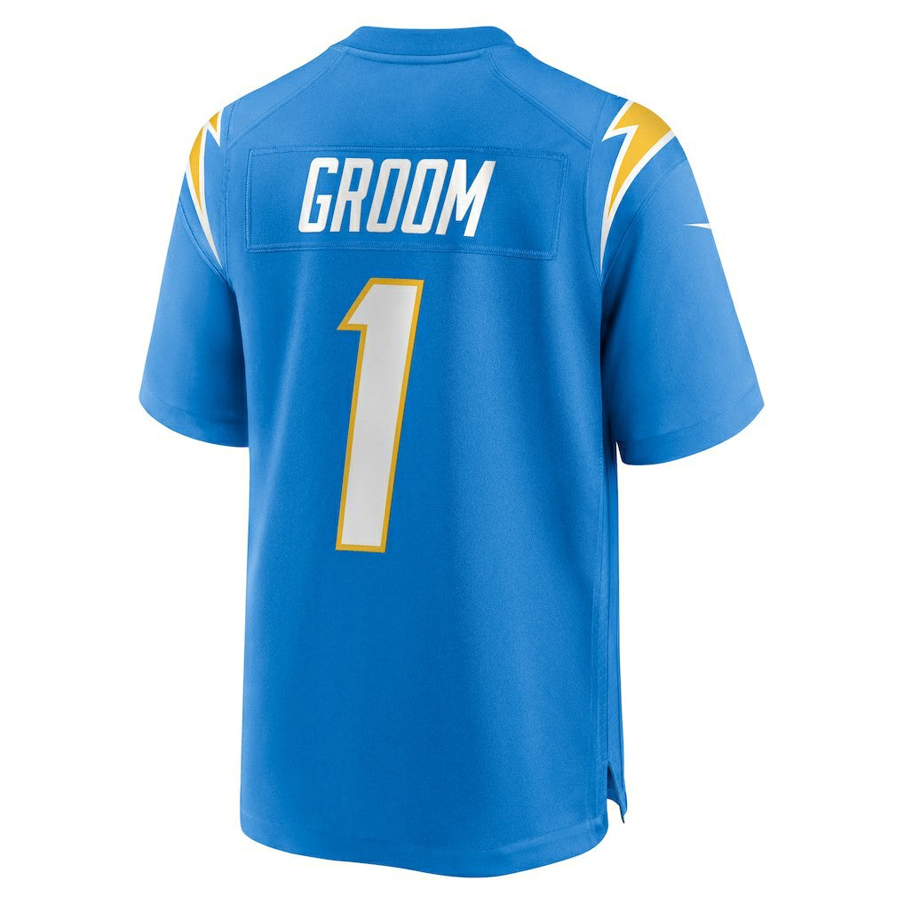Number 1 Groom Los Angeles Chargers Game Jersey Powder Blue | Nike for Sale