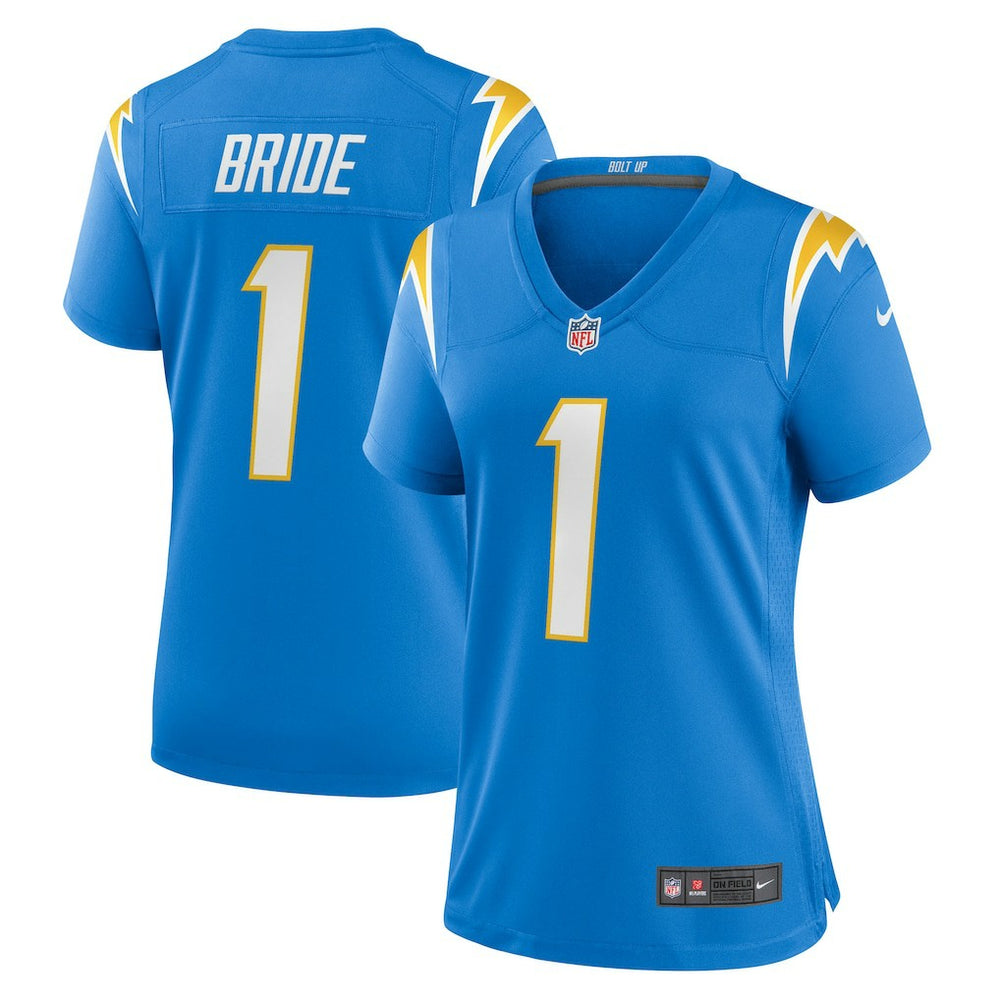 Number 1 Bride Los Angeles Chargers Women's Game Jersey Powder Blue | Nike for Sale