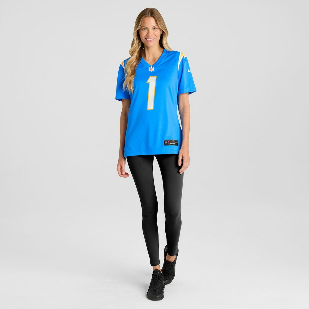 Number 1 Bride Los Angeles Chargers Women's Game Jersey Powder Blue | Nike for Sale