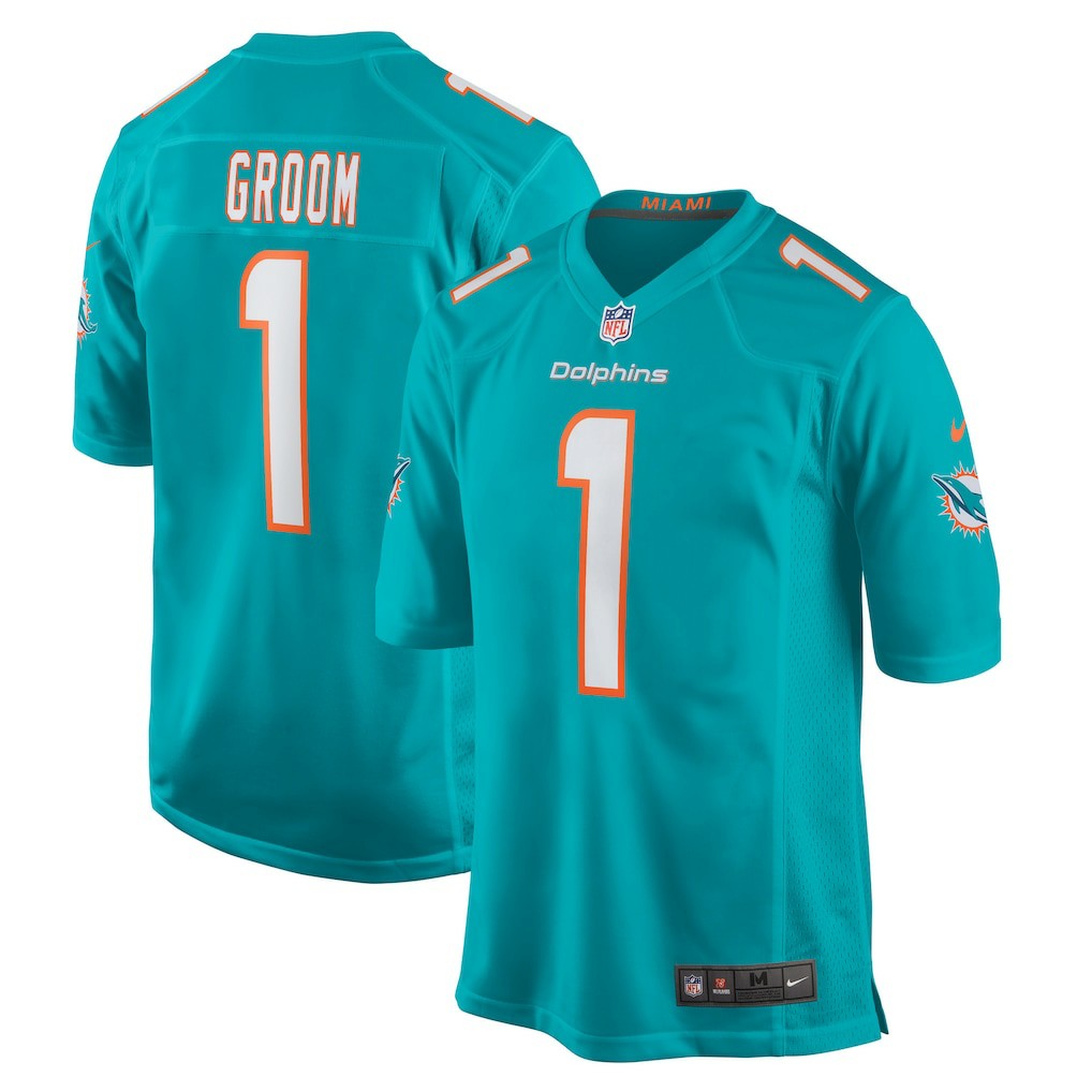 Number 1 Groom Miami Dolphins Game Jersey Aqua | Nike for Sale