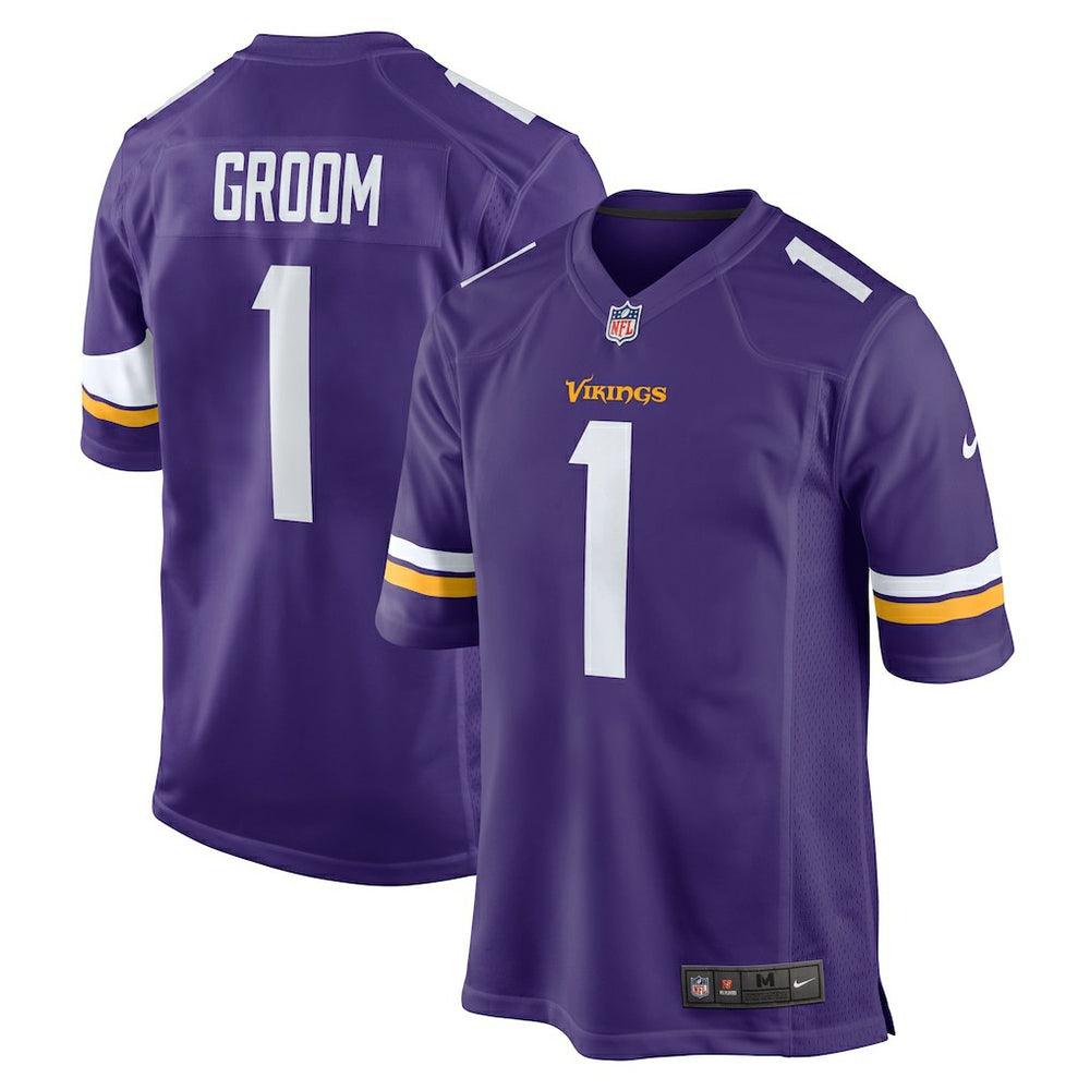 Number 1 Groom Minnesota Vikings Game Jersey Purple | Nike for Sale
