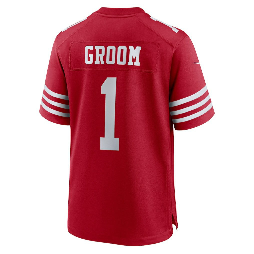 Number 1 Groom San Francisco 49ers Game Jersey Scarlet | Nike for Sale