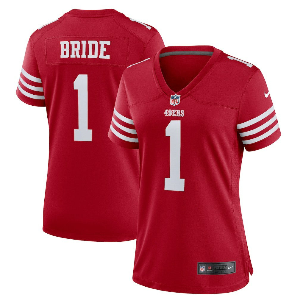 Number 1 Bride San Francisco 49ers Women's Game Jersey Scarlet | Nike for Sale