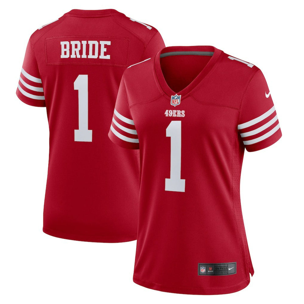 Number 1 Bride San Francisco 49ers Women's Game Jersey Scarlet | Nike for Sale