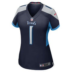 Number 1 Bride Tennessee Titans Women's Game Jersey Navy | Nike for Sale