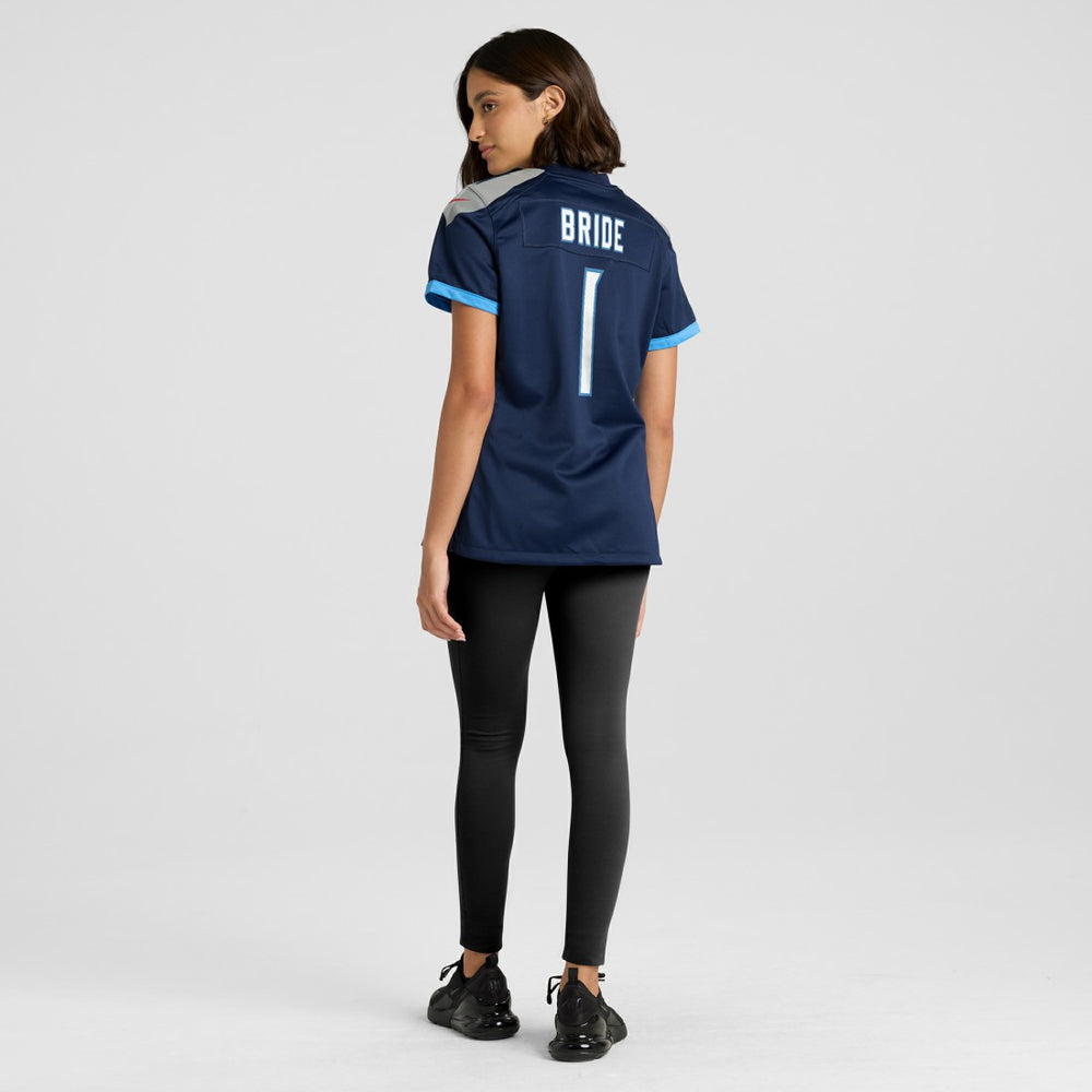 Number 1 Bride Tennessee Titans Women's Game Jersey Navy | Nike for Sale
