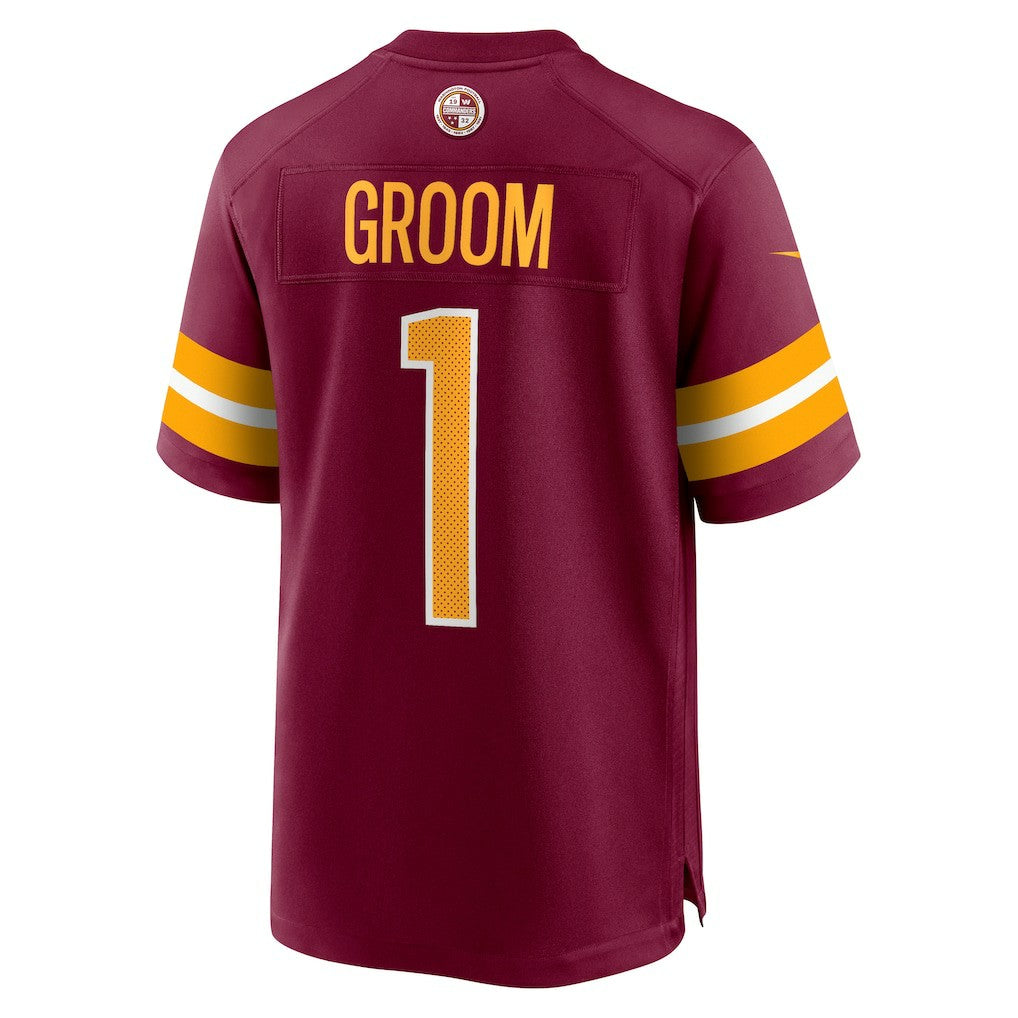 Number 1 Groom Washington Commanders Game Jersey Burgundy | Nike for Sale