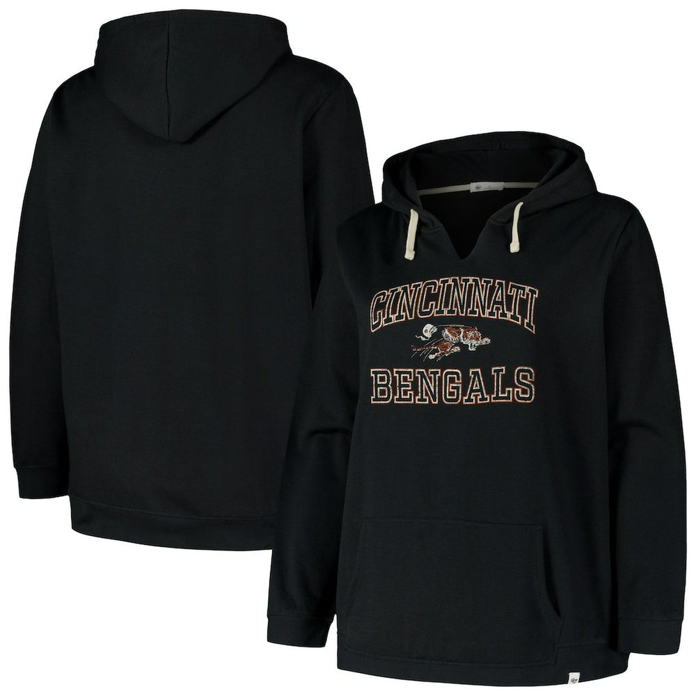 Cincinnati Bengals '47 Women's Plus Size Clarity Kennedy Pullover Hoodie Black | 47 brand