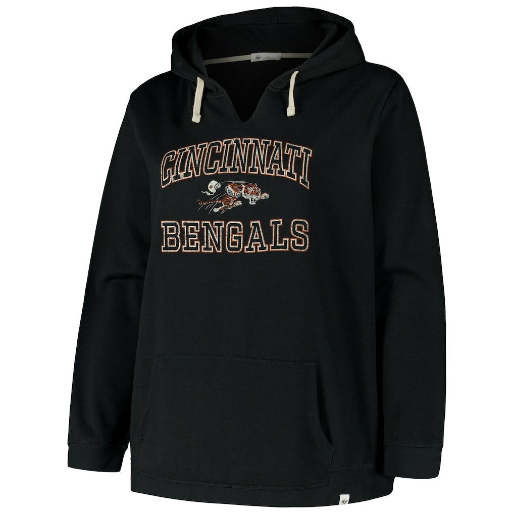 Cincinnati Bengals '47 Women's Plus Size Clarity Kennedy Pullover Hoodie Black | 47 brand