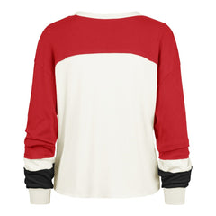 San Francisco 49ers '47 Women's Plus Size Double Header Curve Toni Long Sleeve T-Shirt Cream/Scarlet | 47 brand