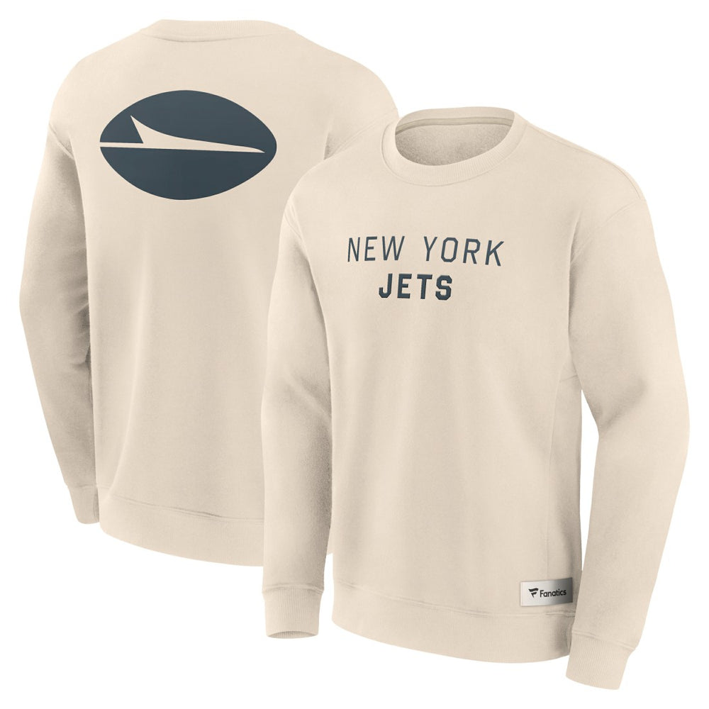 New York Jets Elements Future Ground Lettering Pullover Sweatshirt Cream | Fanatics