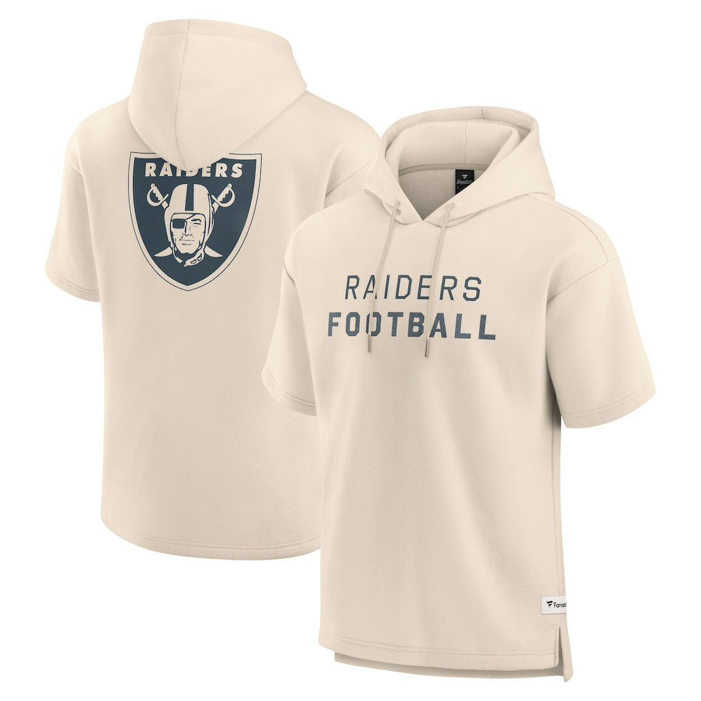 Las Vegas Raiders Elements Future Ground Lettering Short Sleeve Pullover Hoodie Cream | Fanatics