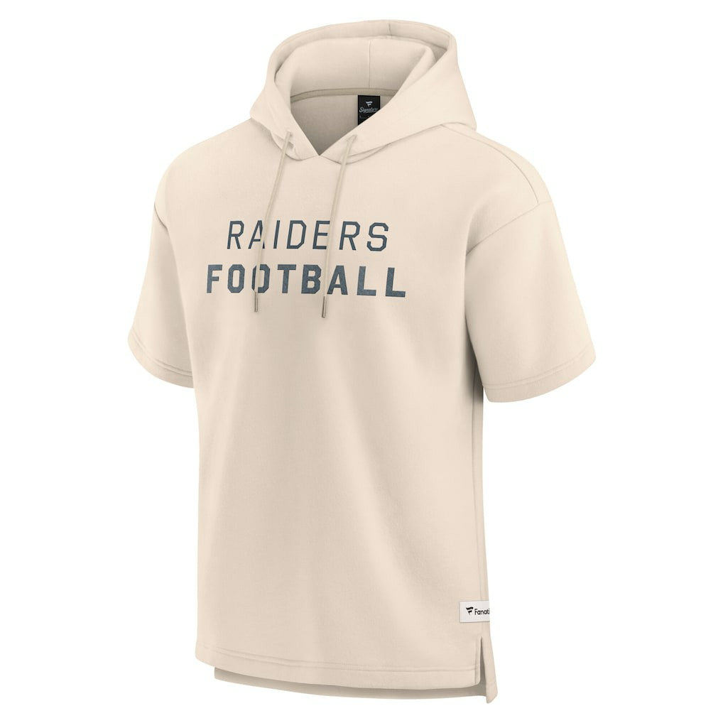 Las Vegas Raiders Elements Future Ground Lettering Short Sleeve Pullover Hoodie Cream | Fanatics