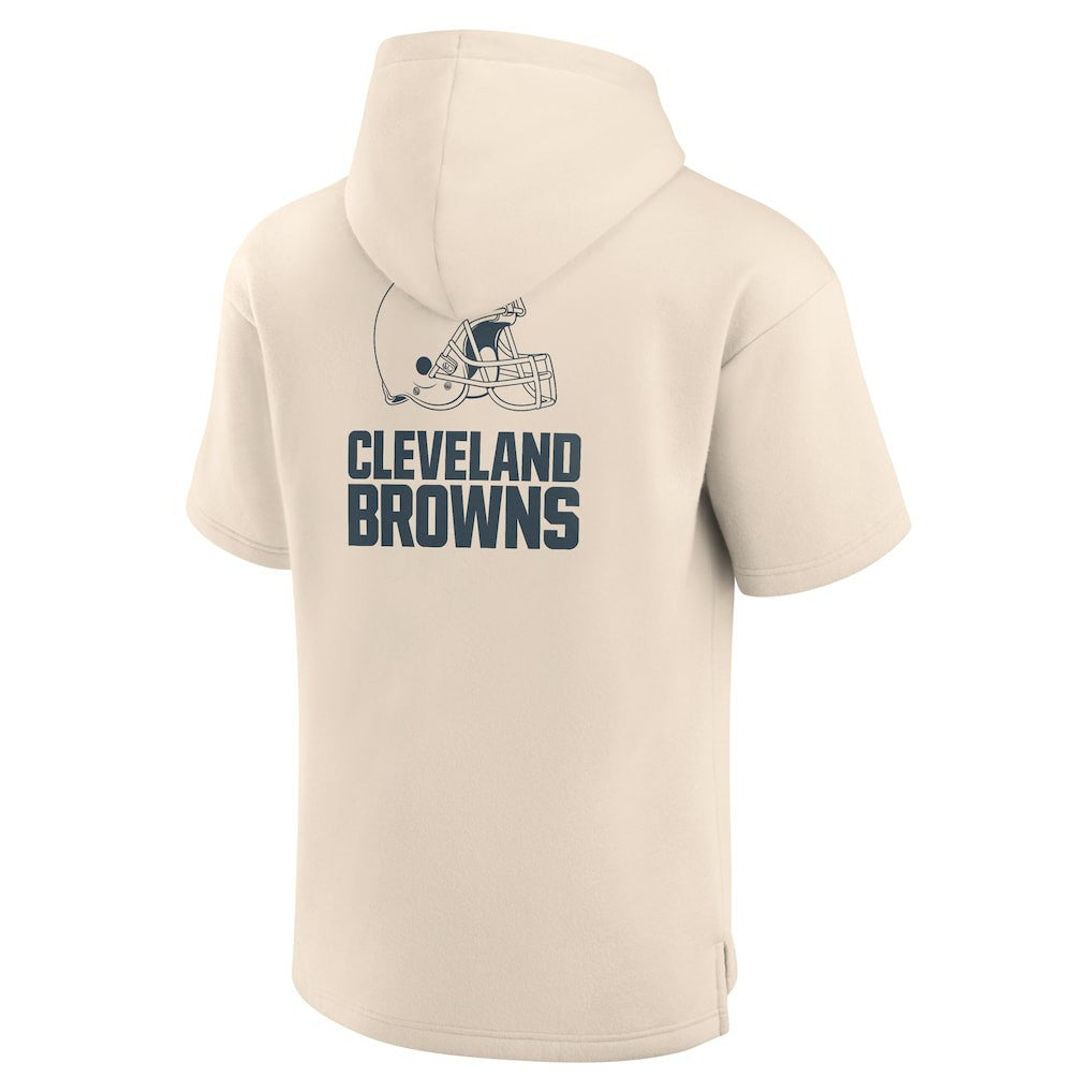Cleveland Browns Elements Future Ground Lettering Short Sleeve Pullover Hoodie Cream | Fanatics
