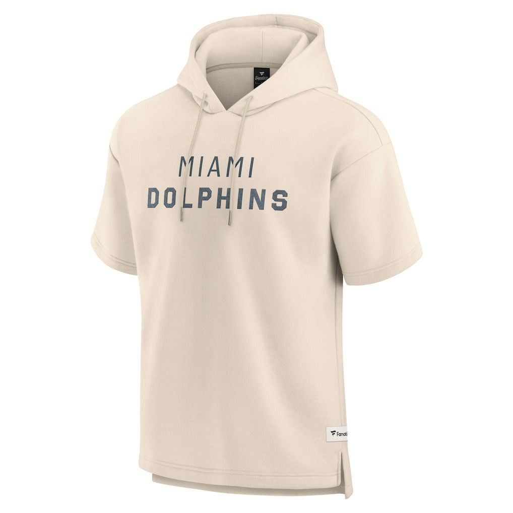 Miami Dolphins Elements Future Ground Lettering Short Sleeve Pullover Hoodie Cream | Fanatics