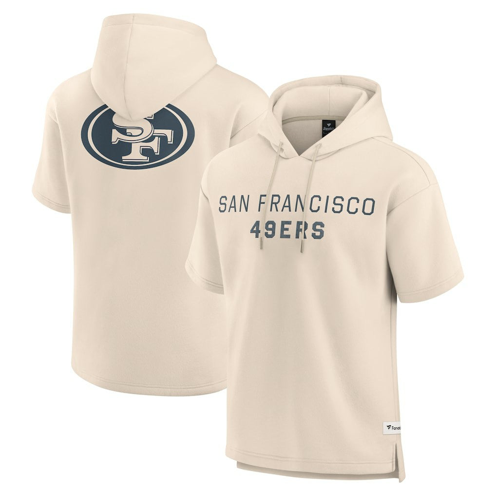 San Francisco 49ers Elements Future Ground Lettering Short Sleeve Pullover Hoodie Cream | Fanatics