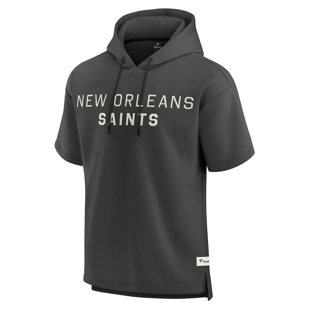 New Orleans Saints Elements Future Ground Lettering Short Sleeve Pullover Hoodie Charcoal | Fanatics