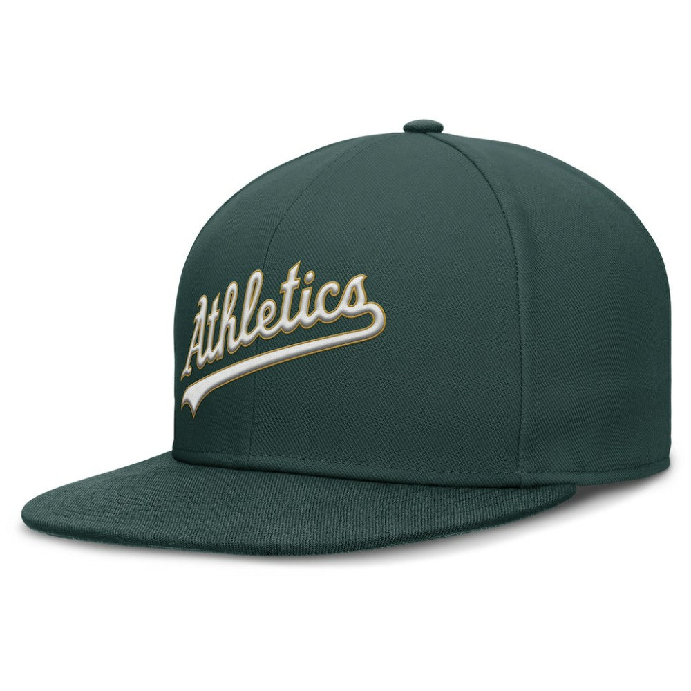 Athletics Nike Wordmark Dri-FIT Round Bill True Fitted Hat - MLB