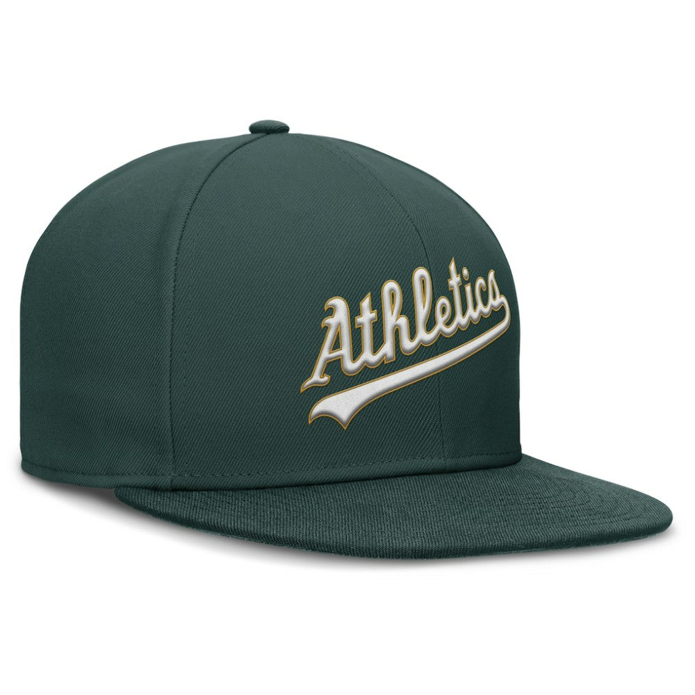 Athletics Nike Wordmark Dri-FIT Round Bill True Fitted Hat - MLB