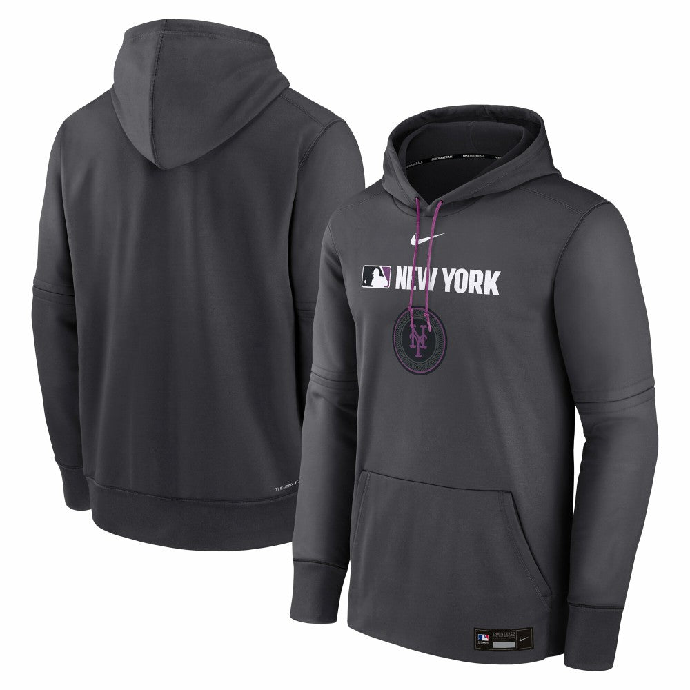 New York Mets Nike Authentic Collection City Connect Therma Pullover Hoodie - MLB