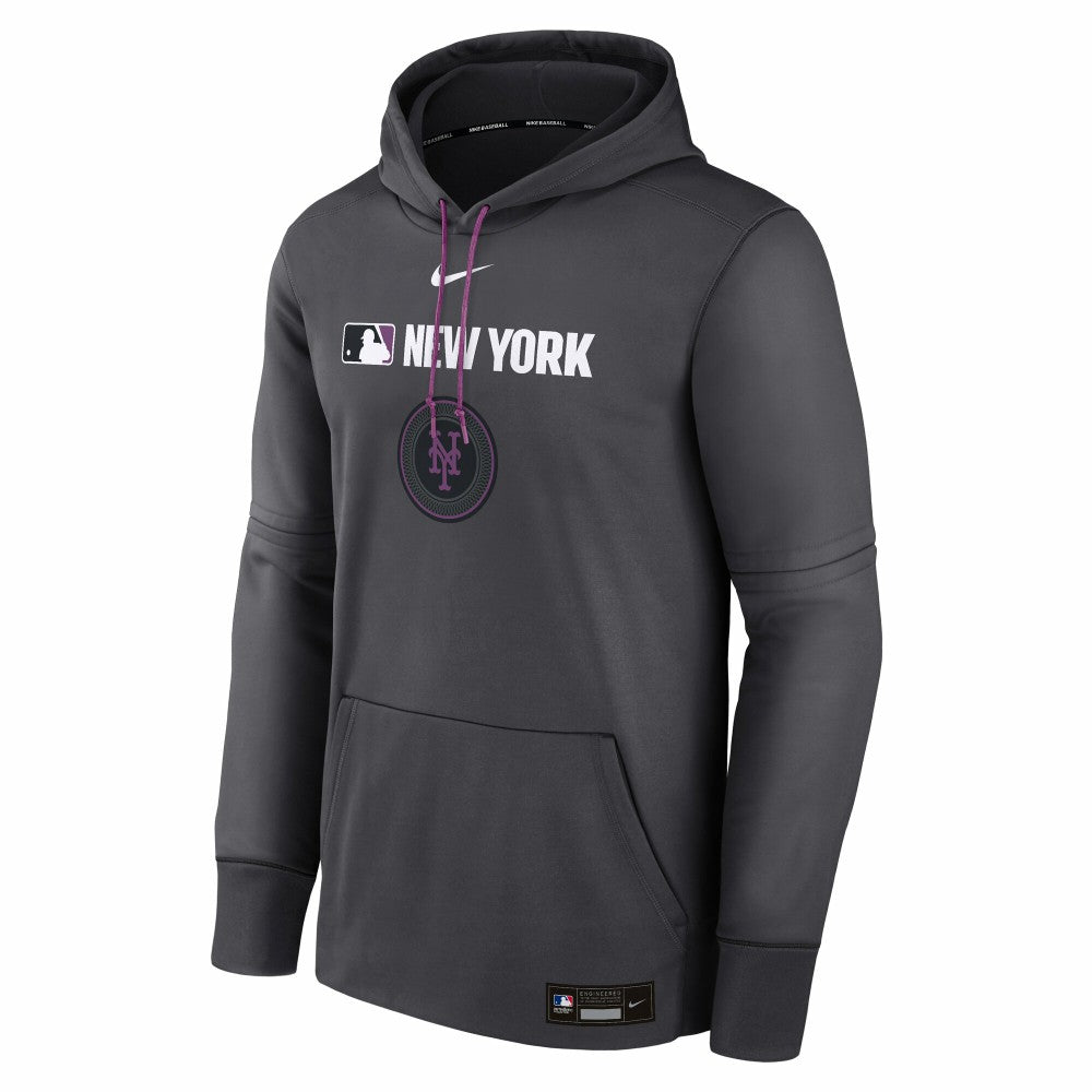 New York Mets Nike Authentic Collection City Connect Therma Pullover Hoodie - MLB