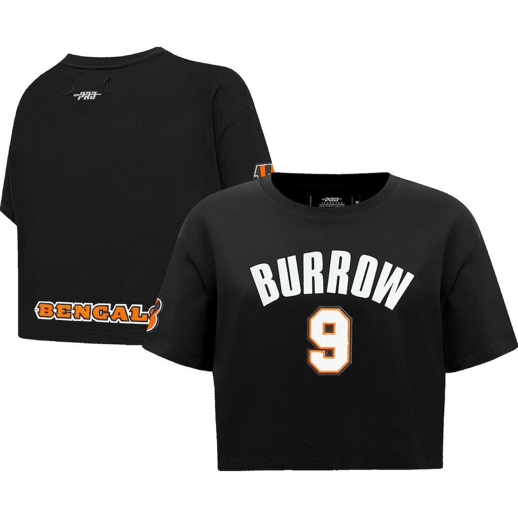 Joe Burrow Cincinnati Bengals Pro Standard Women's Player Name & Number Cropped Boxy T-Shirt Black | NFL