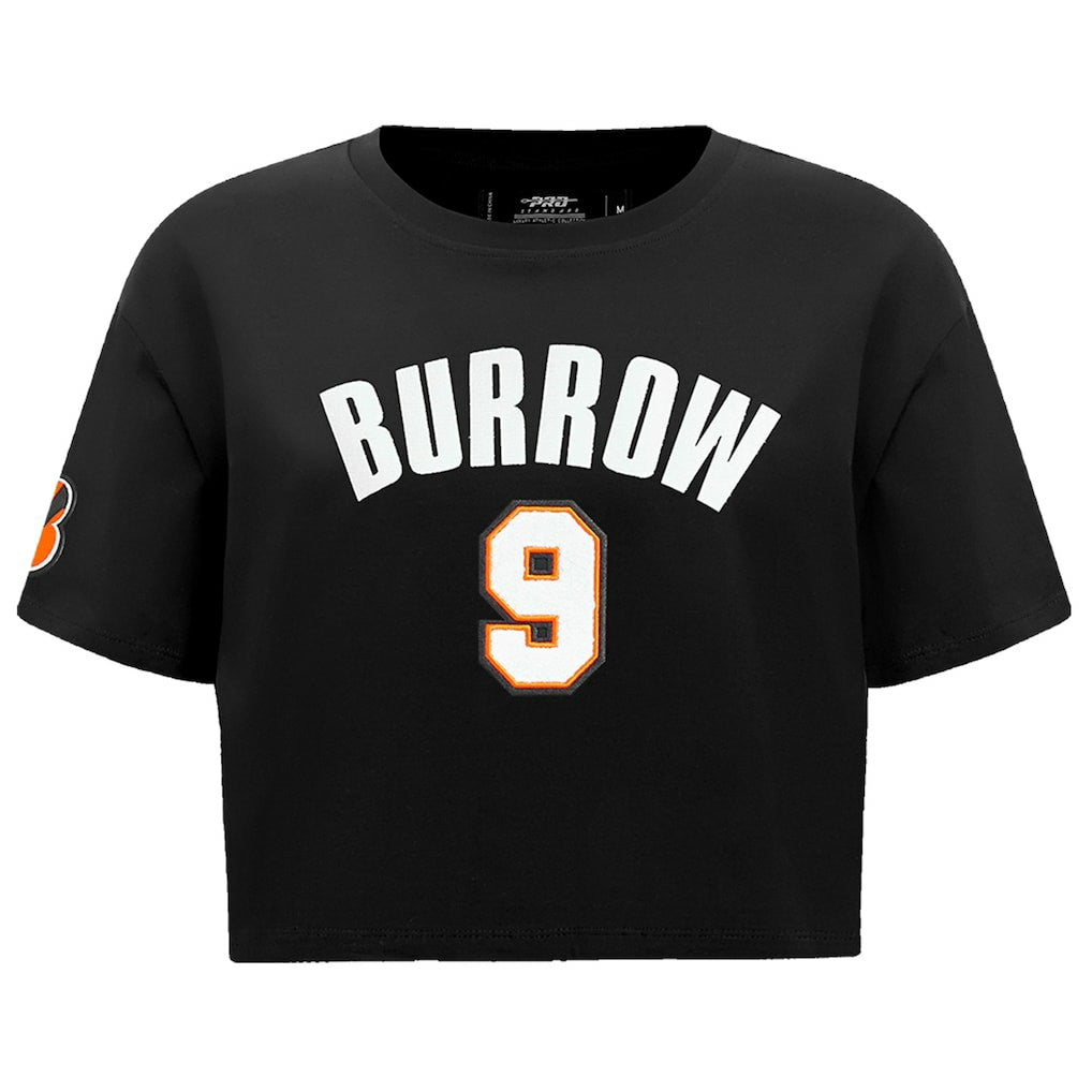 Joe Burrow Cincinnati Bengals Pro Standard Women's Player Name & Number Cropped Boxy T-Shirt Black | NFL