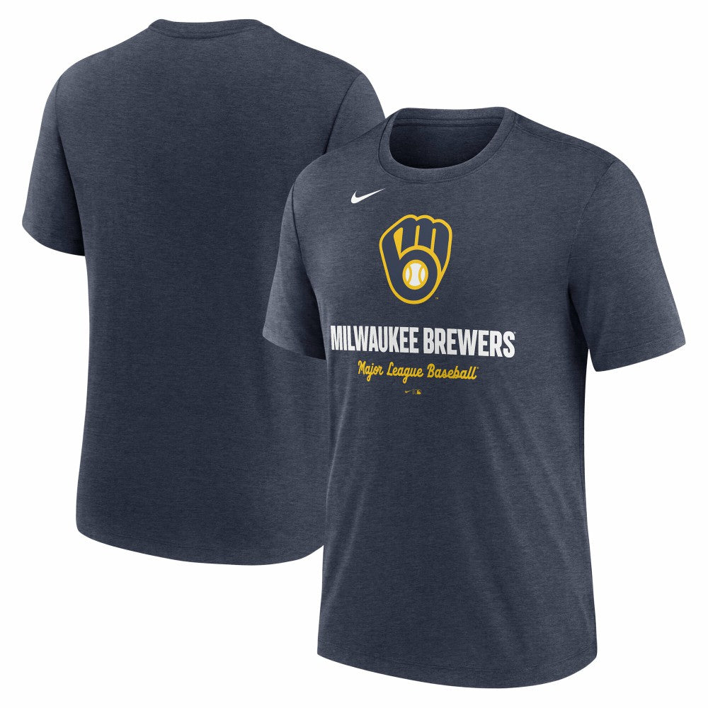 Milwaukee Brewers Nike Logo Tri-Blend T-Shirt - MLB