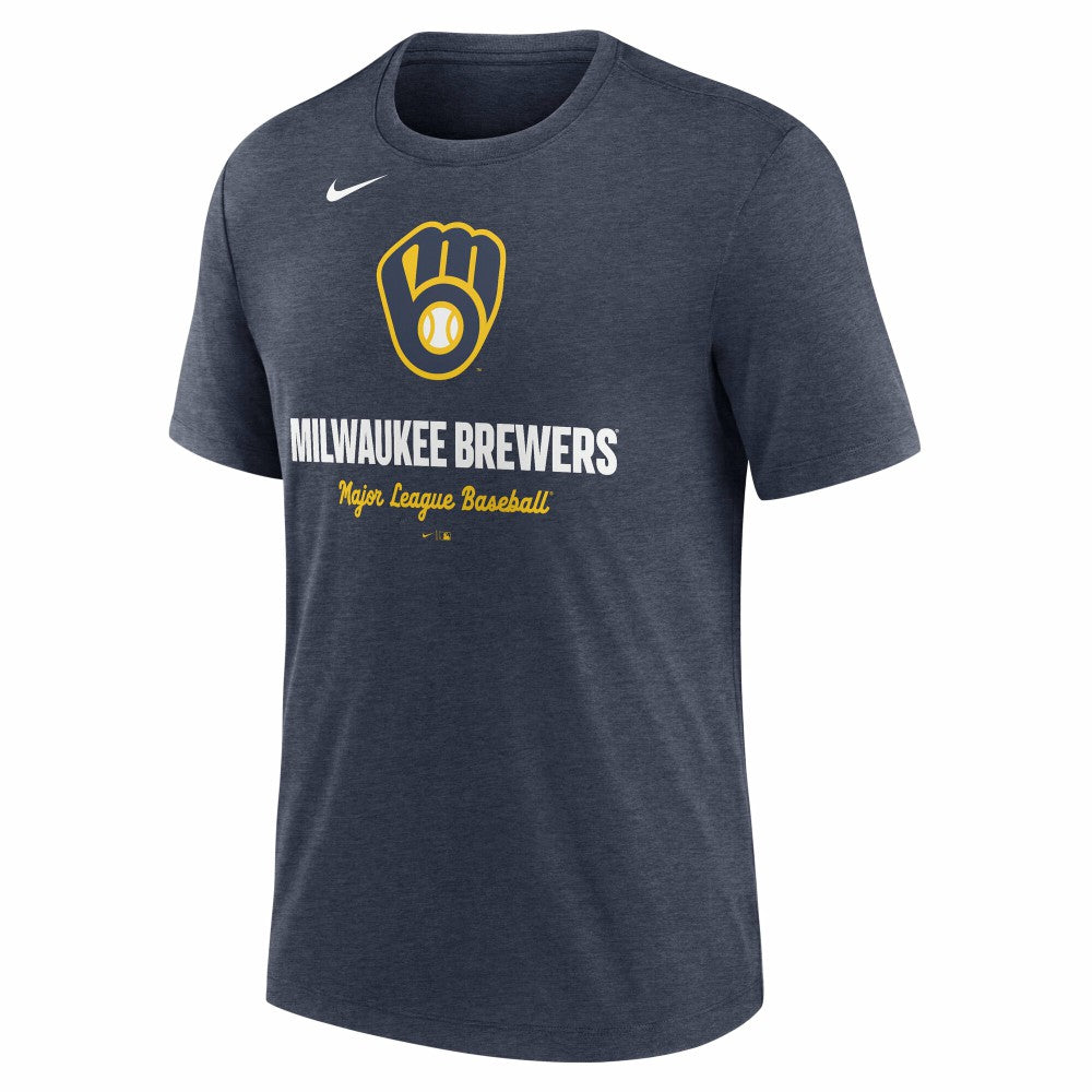 Milwaukee Brewers Nike Logo Tri-Blend T-Shirt - MLB