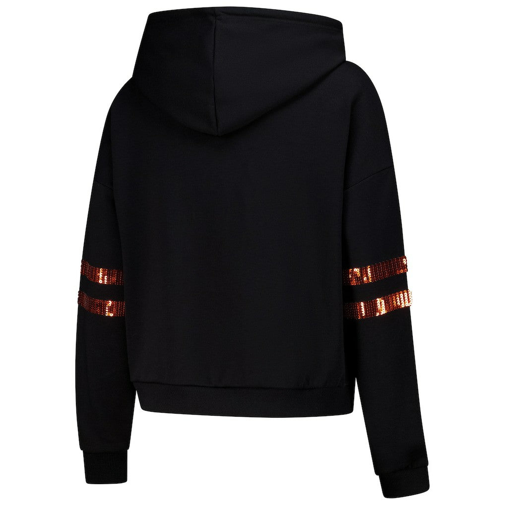 Cincinnati Bengals Cuce Women's Cropped Sequins Pullover Hoodie Black | NFL