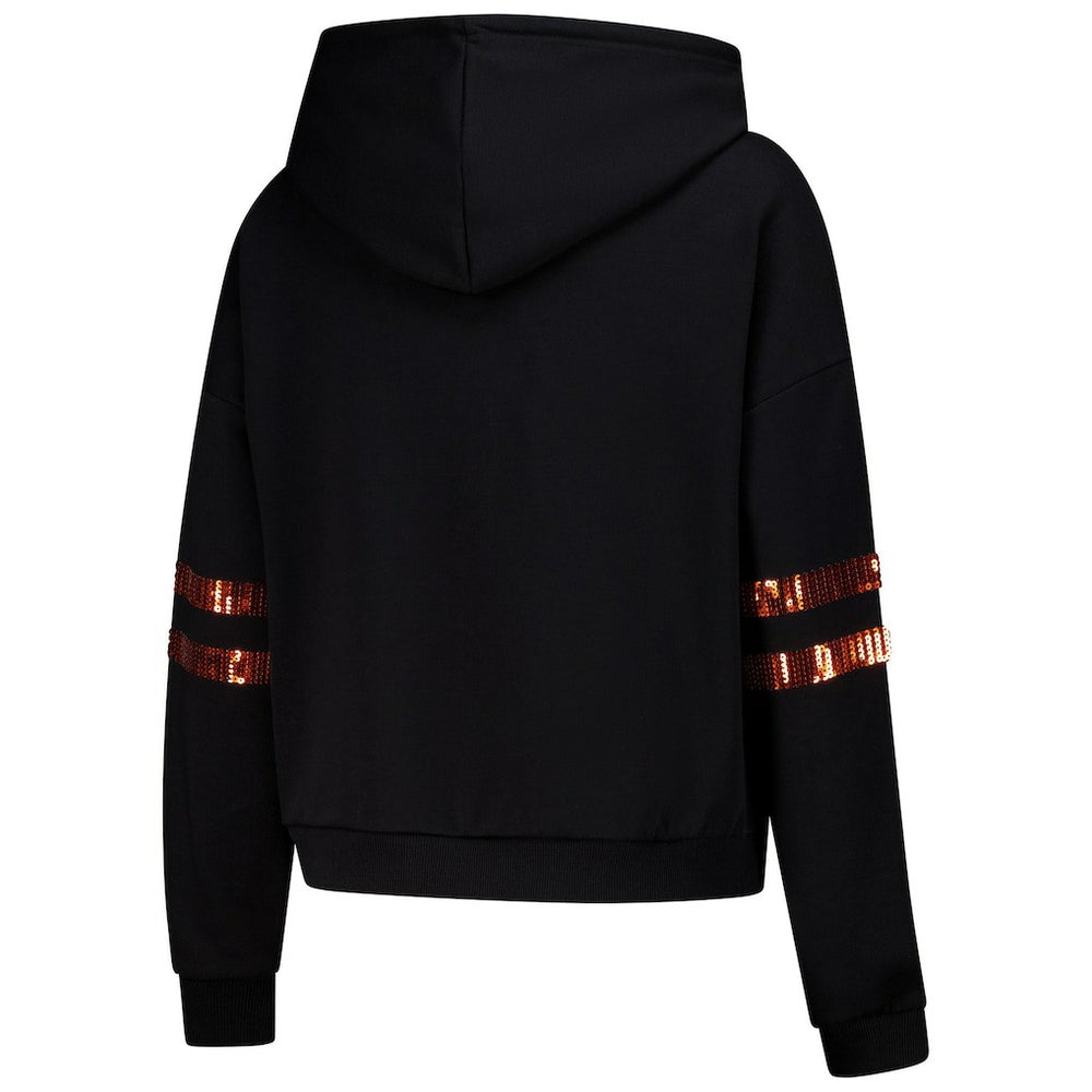 Cincinnati Bengals Cuce Women's Cropped Sequins Pullover Hoodie Black | NFL