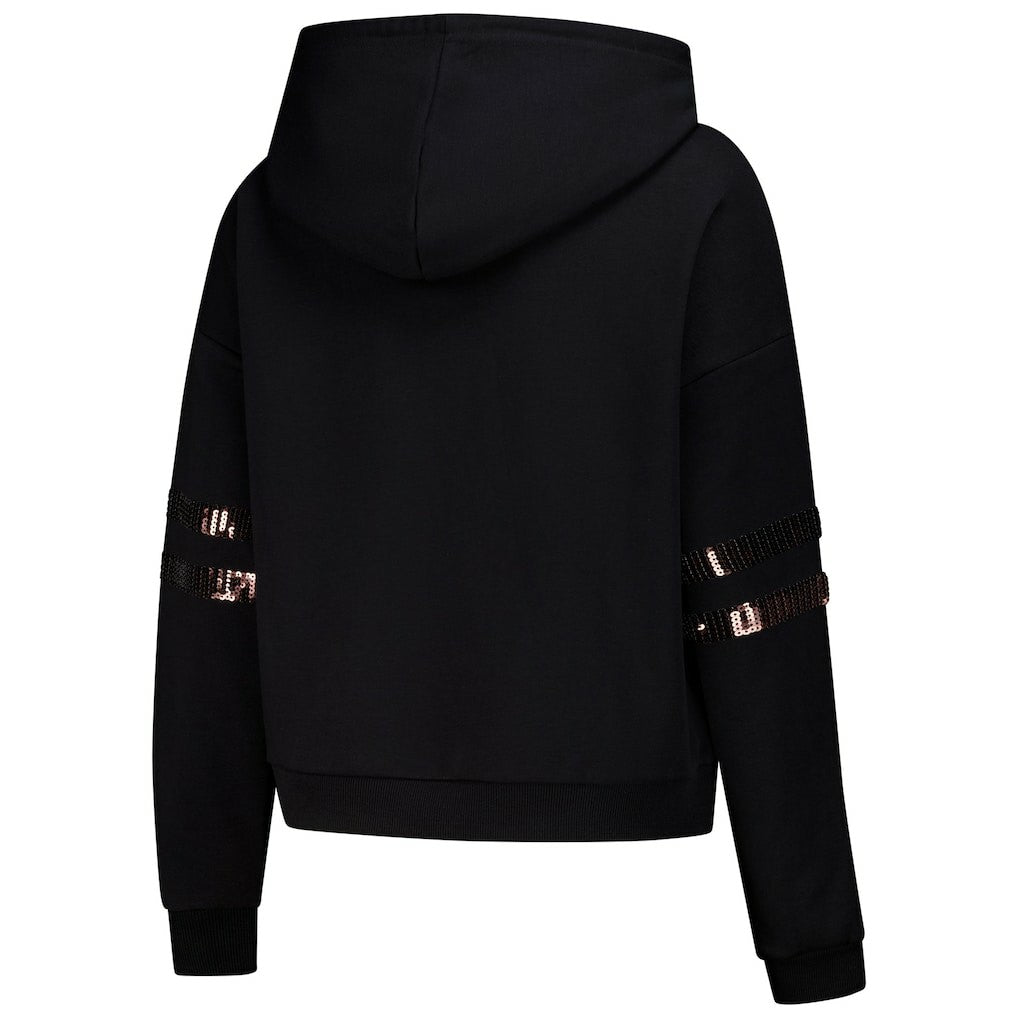 Cleveland Browns Cuce Women's Cropped Sequins Pullover Hoodie Black | NFL