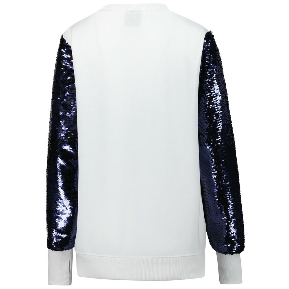 Dallas Cowboys Cuce Women's Sequin Sleeve V-Neck Pullover Sweatshirt- White | NFL